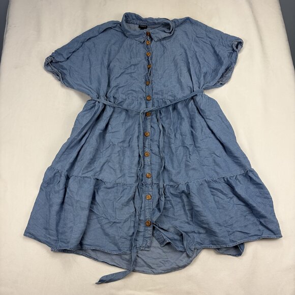 Torrid Chambray Button-Front Midi Shirt Dress Size 28 - Picture 2 of 11